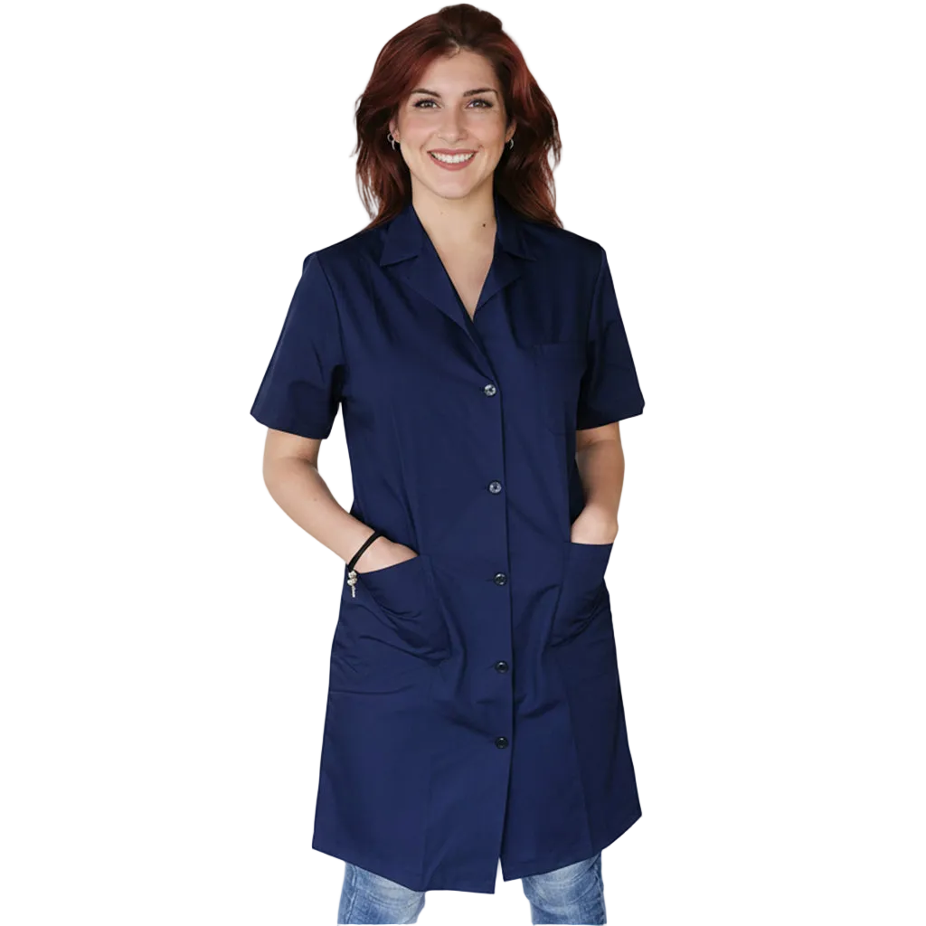 Bata de Trabalho para Mulher Manga Curta Azul-Escuro cód. 160326