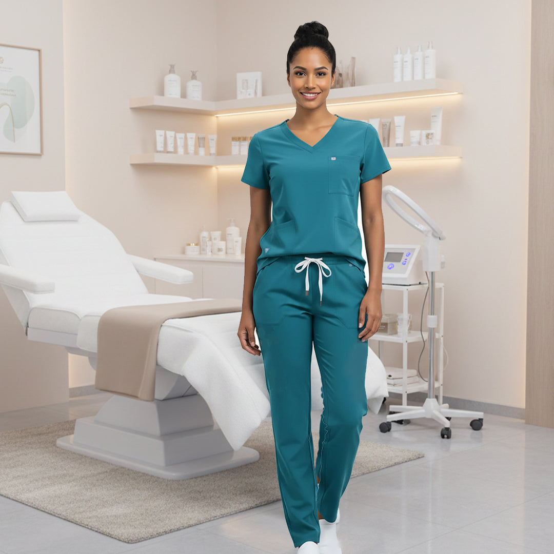 Divisa da Lavoro Donna Elasticizzata Color Petrolio – Cod. B9140