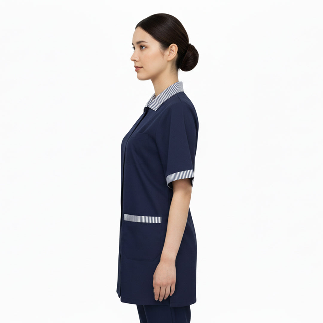 Camice da Lavoro Donna Blu Scuro – Casacca Professionale No-Stiro | Cod. 27024