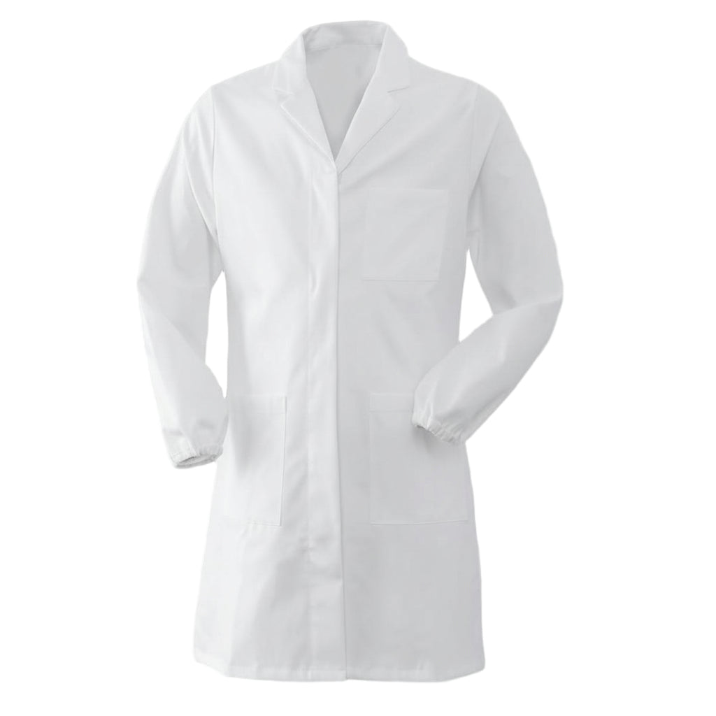 Camice da Laboratorio Donna Bianco – Cotone, Polsini Elastici, Bottoni Automatici | Cod. 0303