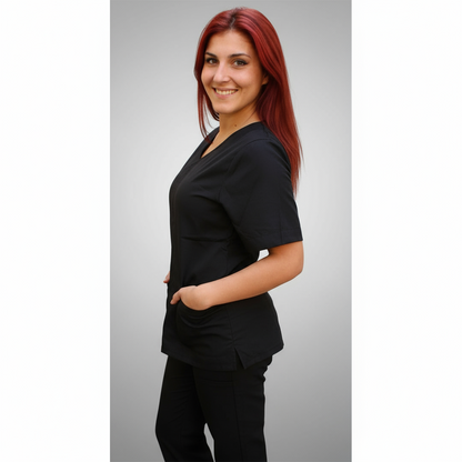 Casacca da Lavoro Donna con Zip - Nera MM | Cod. 6930