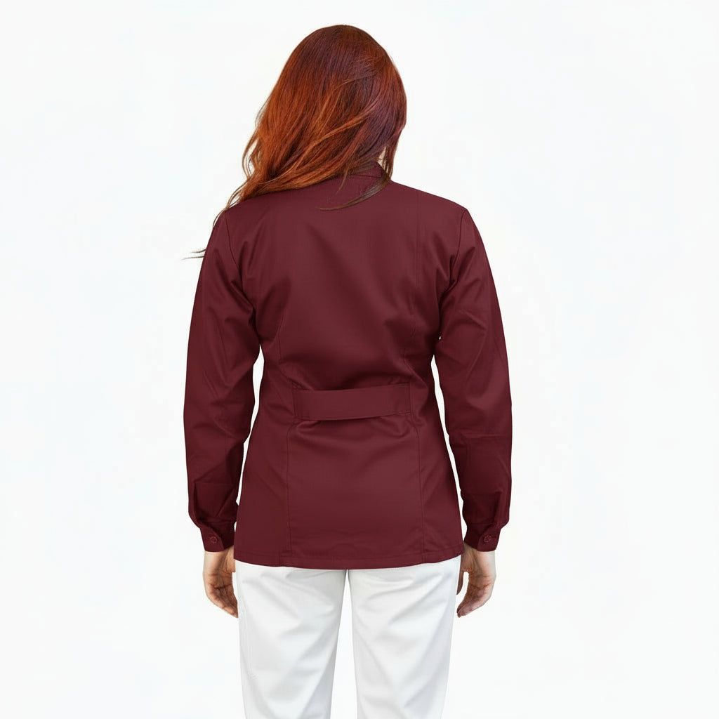 Casacca da Lavoro Donna con Zip - Bordeaux Manica Lunga | Cod. 0112