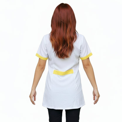 Casacca da Lavoro Donna Bianca con Profilo Giallo – Mezza Manica, Misto Cotone | Cod. 7609