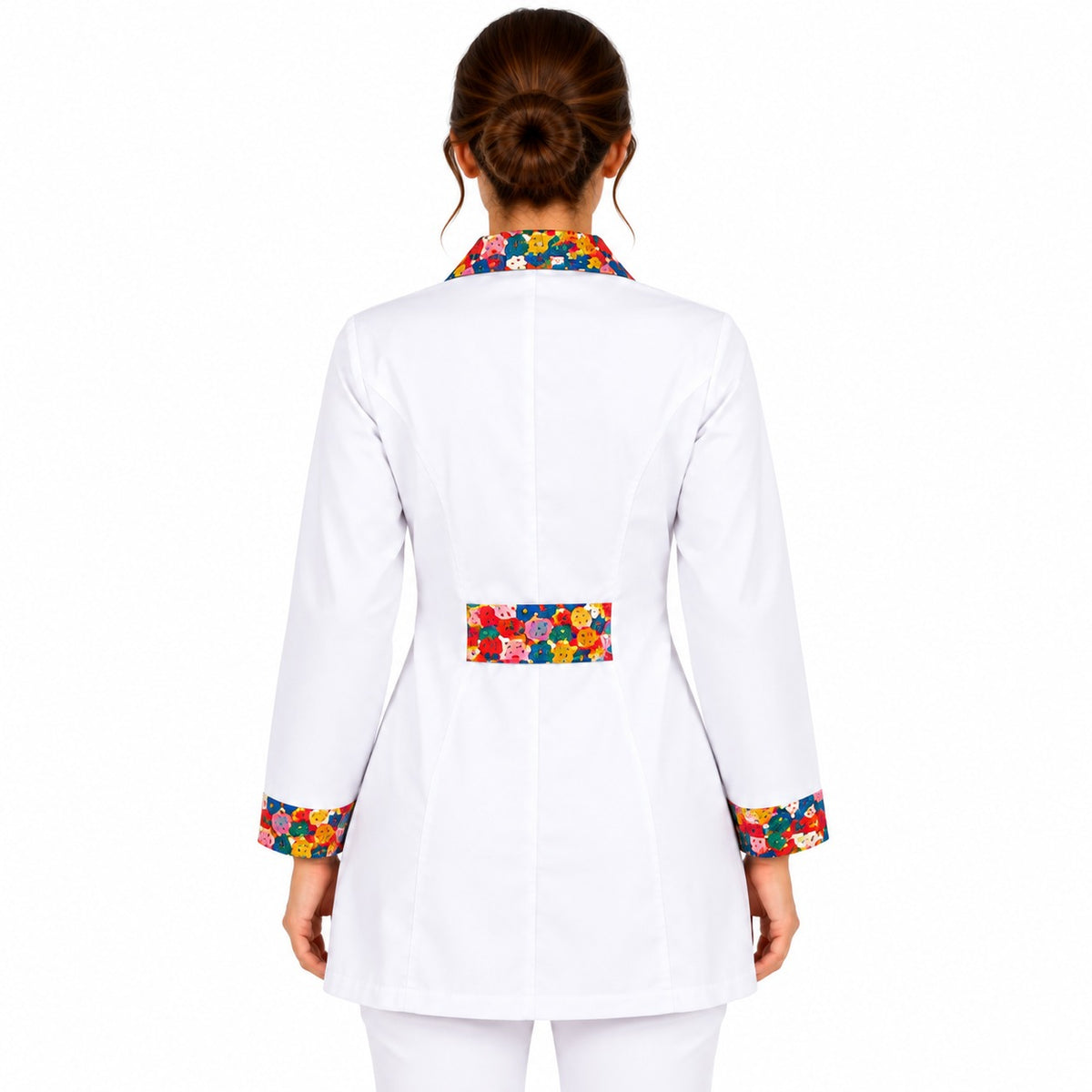 Camice da Lavoro Donna Slim Bianco con Inserto LETTERINE – Manica Lunga | Cod. 16592