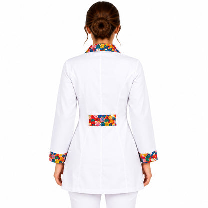 Camice da Lavoro Donna Slim Bianco con Inserto LETTERINE – Manica Lunga | Cod. 16592