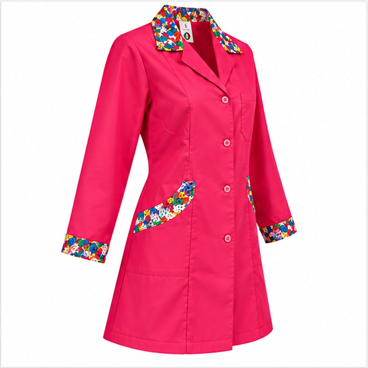 Camice da Lavoro Donna Slim Bianco con Inserto LETTERINE – Manica Lunga | Cod. 16591