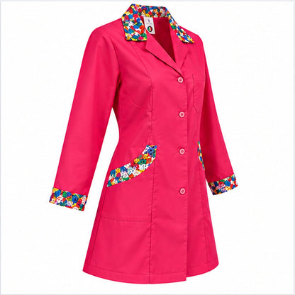 Camice da Lavoro Donna Slim Bianco con Inserto LETTERINE – Manica Lunga | Cod. 16591