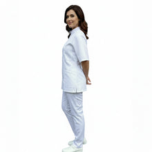 Lade das Bild in den Galerie-Viewer, Divisa da Lavoro Unisex Bianco – Zip e Collo Coreano |cod 1827
