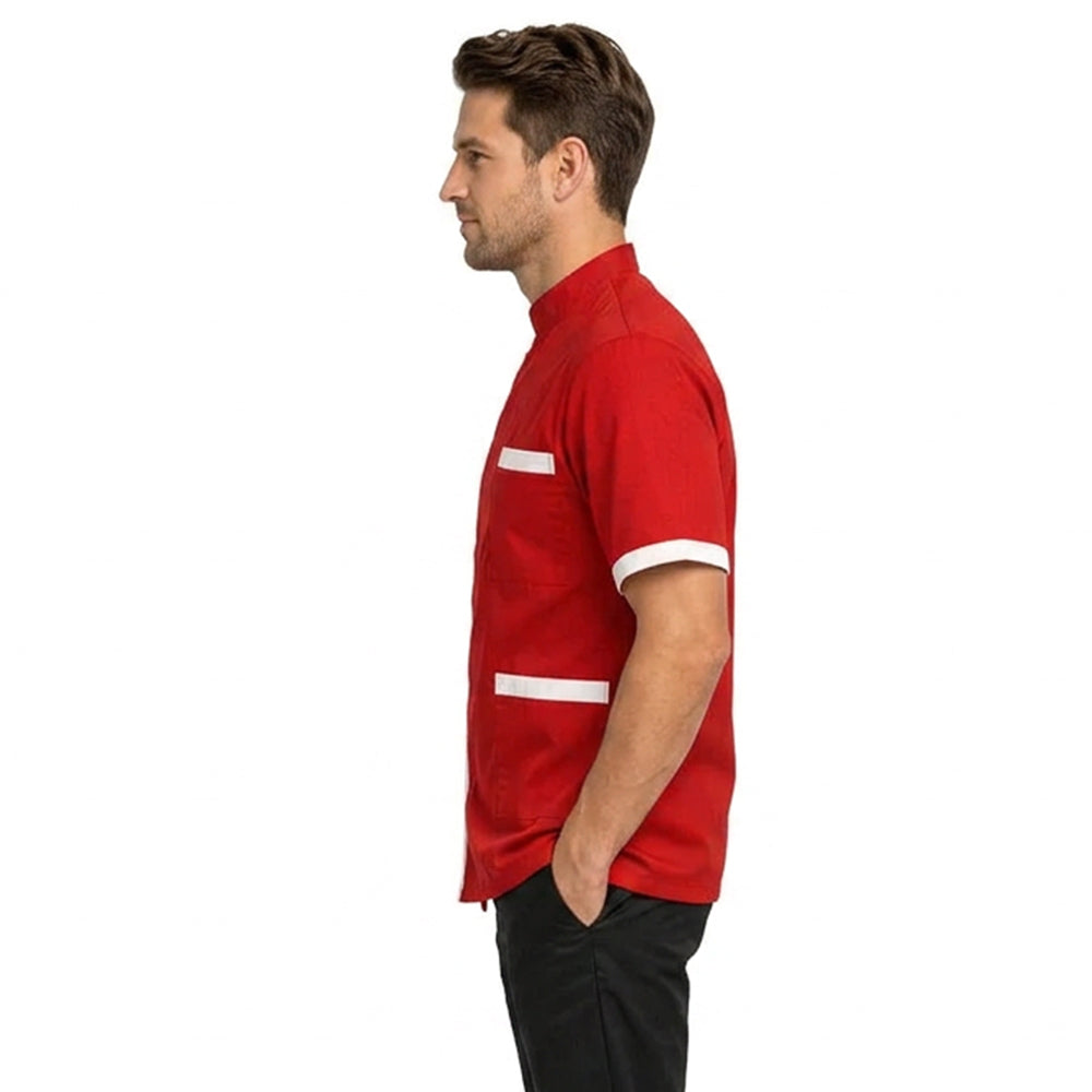 Giacca da cuoco unisex a mezza manica con profili a contrasto cod. 1437