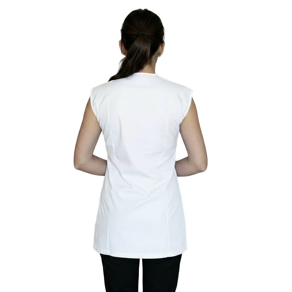 Casacca da Lavoro Donna Giromanica Bianco con Inserti Grigi - No Stiro -Cod 7029