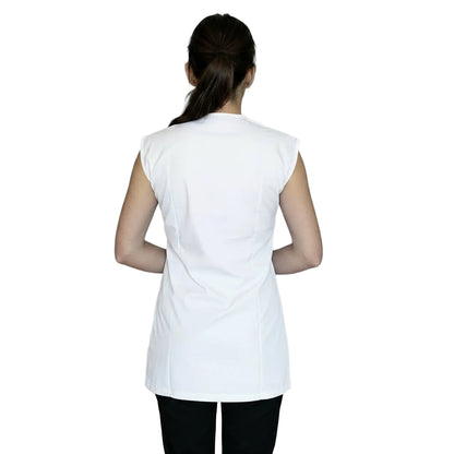 Casacca da Lavoro Donna Giromanica Bianco con Inserti Grigi - No Stiro -Cod 7029