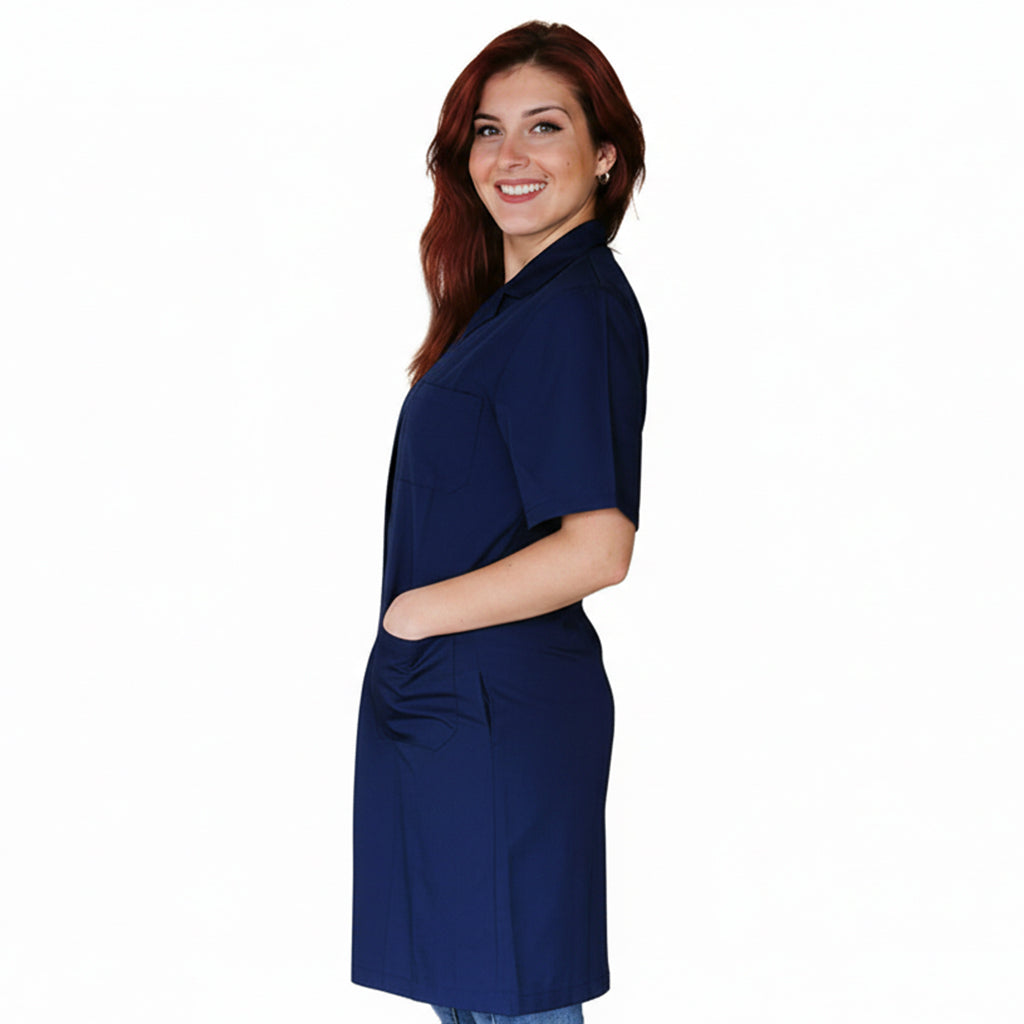 Bata de Trabalho para Mulher Manga Curta Azul-Escuro cód. 160326