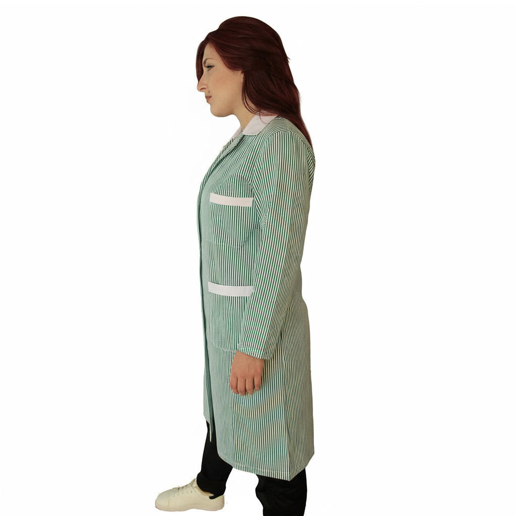 Camice da Lavoro Donna Fantasia Righe Verdi Manica Lunga -Cod 7648