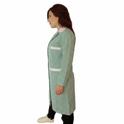 Camice da Lavoro Donna Fantasia Righe Verdi Manica Lunga -Cod 7648