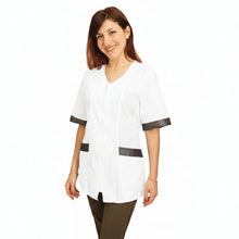 Lade das Bild in den Galerie-Viewer, Camice da lavoro,casacca zip bianco MM con inserto nero Cod: 2707
