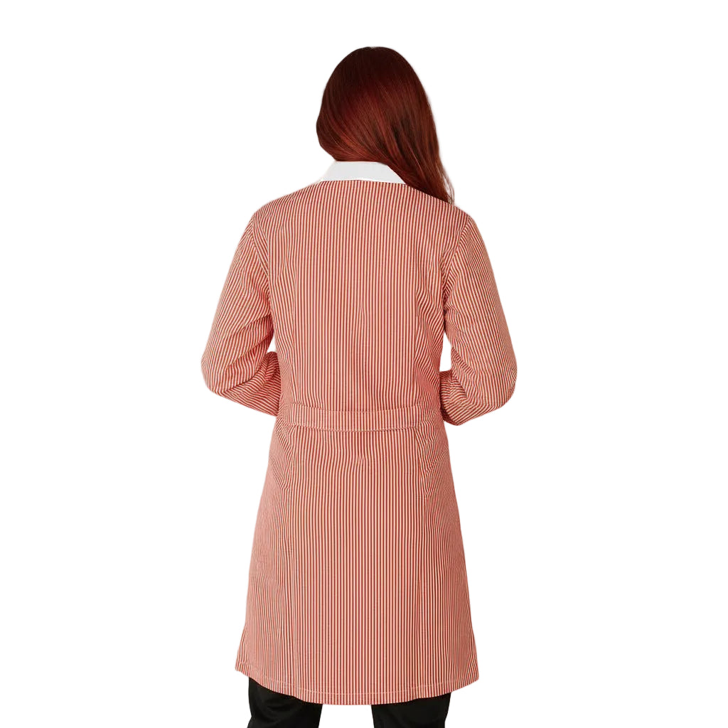 Camice da Lavoro Donna Fantasia Righe Rosse Manica Lunga - Cod 7649