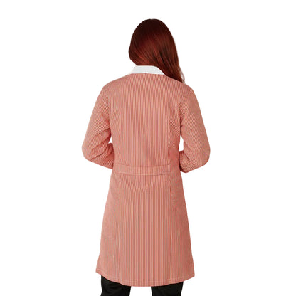 Camice da Lavoro Donna Fantasia Righe Rosse Manica Lunga - Cod 7649