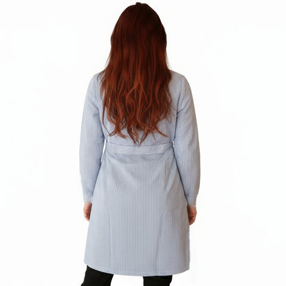 Camice da Lavoro Donna Fantasia Righe Azzurre Manica Lunga - Cod 7647