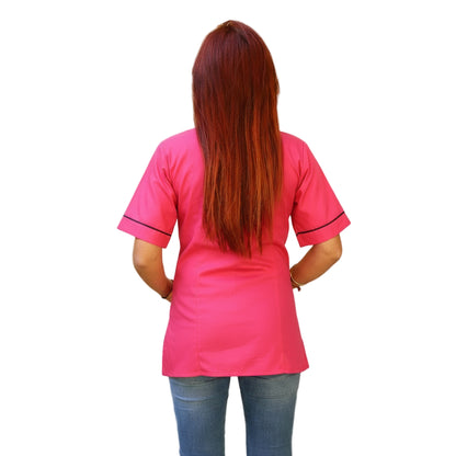 Casacca da Lavoro Donna con Zip - Fucsia Mezza Manica | Cod. 6893