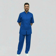 Lade das Bild in den Galerie-Viewer, Divisa da lavoro,unisex, zip collo coreano "colore blu royal" cod: 1912
