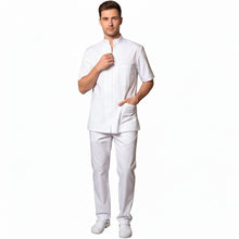 Lade das Bild in den Galerie-Viewer, Divisa da Lavoro Unisex Bianco – Zip e Collo Coreano |cod 1827
