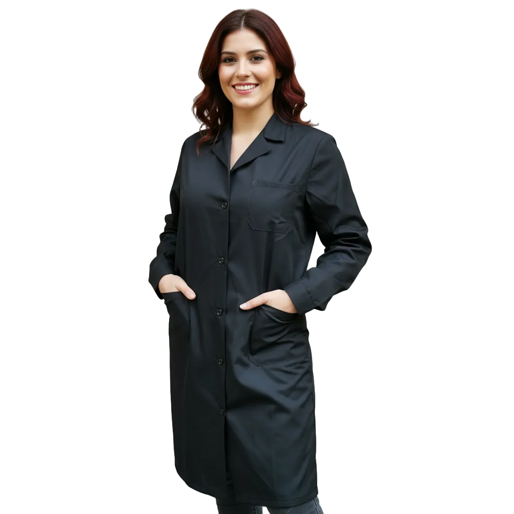 Camice da Lavoro Donna Nero Misto Cotone No-Stiro Manica Corta - Cod 200521