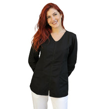 Lade das Bild in den Galerie-Viewer, camice da lavoro donna,Casacca con zip nero ML cod: 10224
