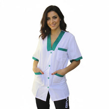 Lade das Bild in den Galerie-Viewer, Camice da Lavoro Donna Bianco Profilo Verde – Alimentari, Colf, Maestra | Cod. 221125
