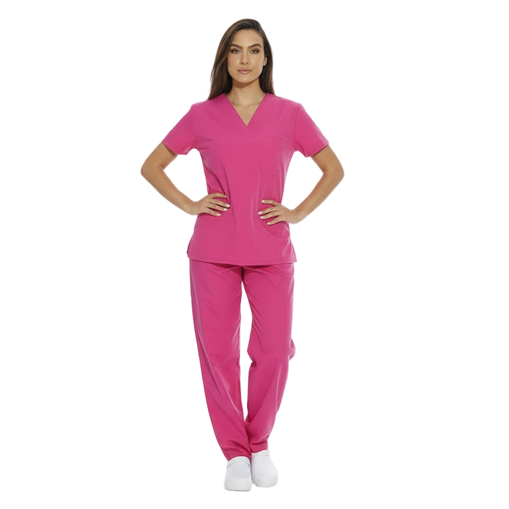 Divisa da lavoro,completa,da donna,scollo  V "Fuchsia" cod: 8347