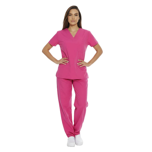 Divisa da lavoro,completa,da donna,scollo  V "Fuchsia" cod: 8347