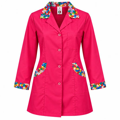 Camice da Lavoro Donna Slim Bianco con Inserto LETTERINE – Manica Lunga | Cod. 16591