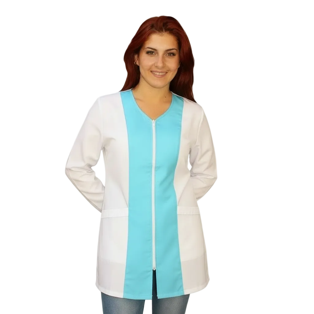 Casacca zip Manica lunga bicolore "CELESTE" Cod: 2306