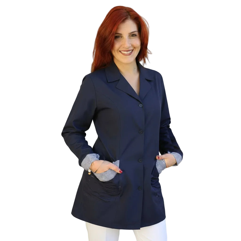 Casacca da Lavoro Donna Slim Fit Blu Scuro - Manica Lunga | Cod. 161020