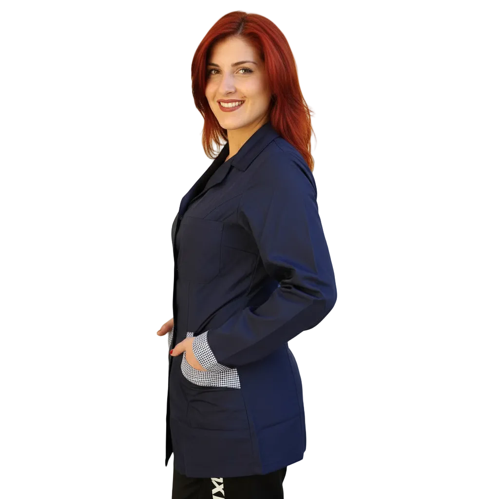 Casacca da Lavoro Donna Slim Fit Blu Scuro - Manica Lunga | Cod. 161020