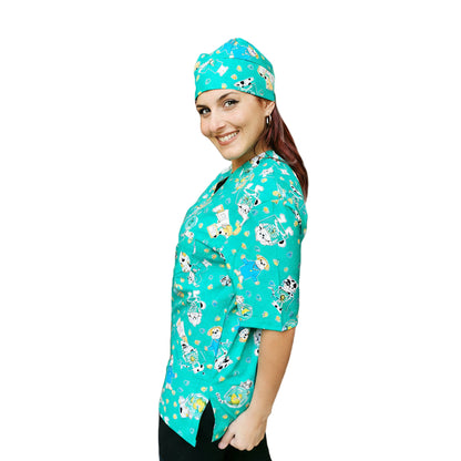 Casacca da Lavoro Verde con Fumetti + Bandana Abbinata – 100% Cotone | Cod. 880
