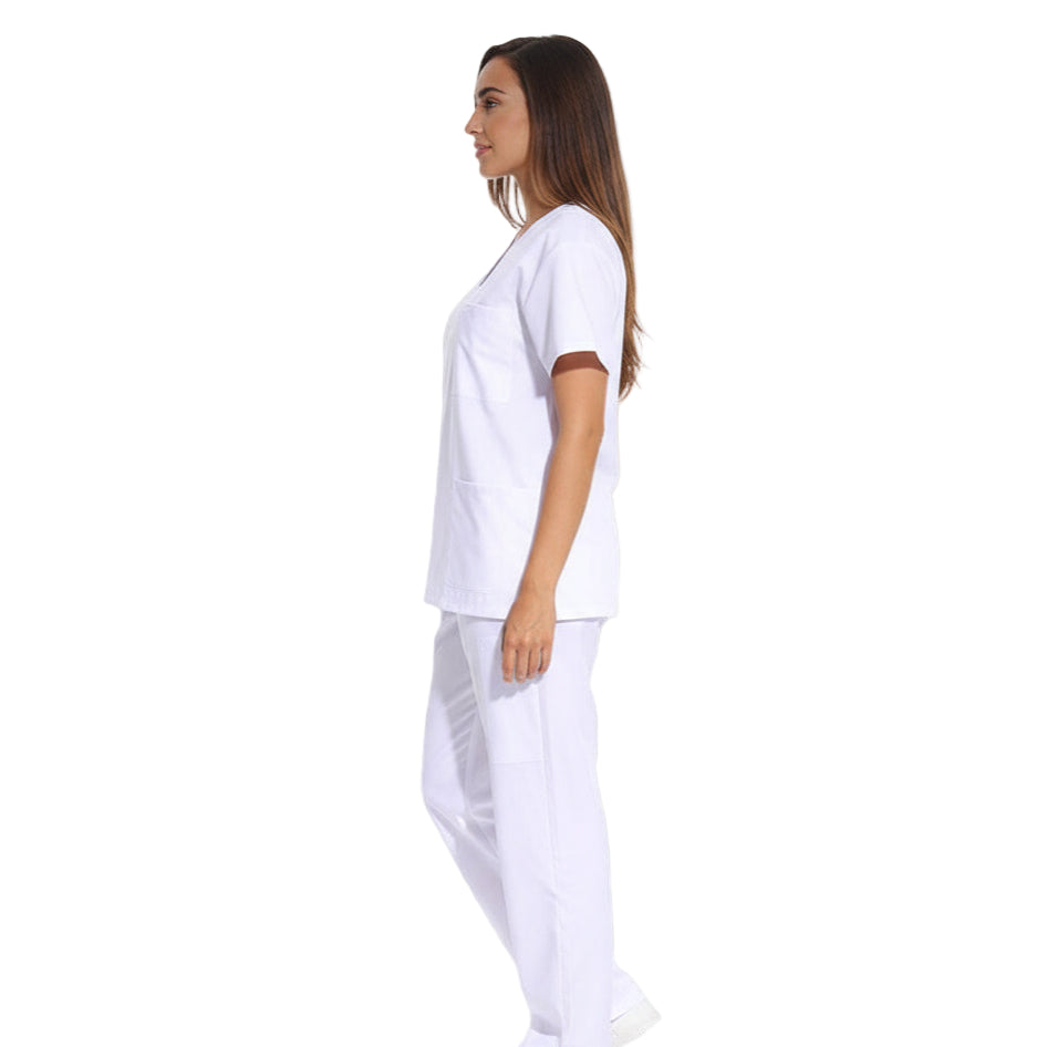 Divisa da lavoro,completa,unisex,collo V "bianco" cod: 8378