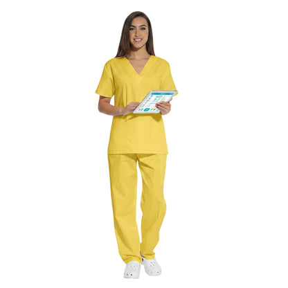 Divisa da lavoro,completa,unisex,collo V  "giallo" cod: 1512