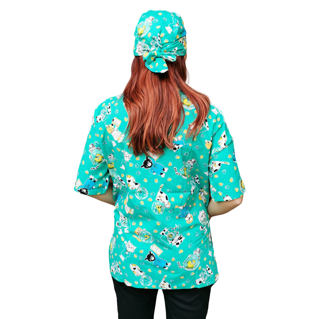Casacca da Lavoro Verde con Fumetti + Bandana Abbinata – 100% Cotone | Cod. 880