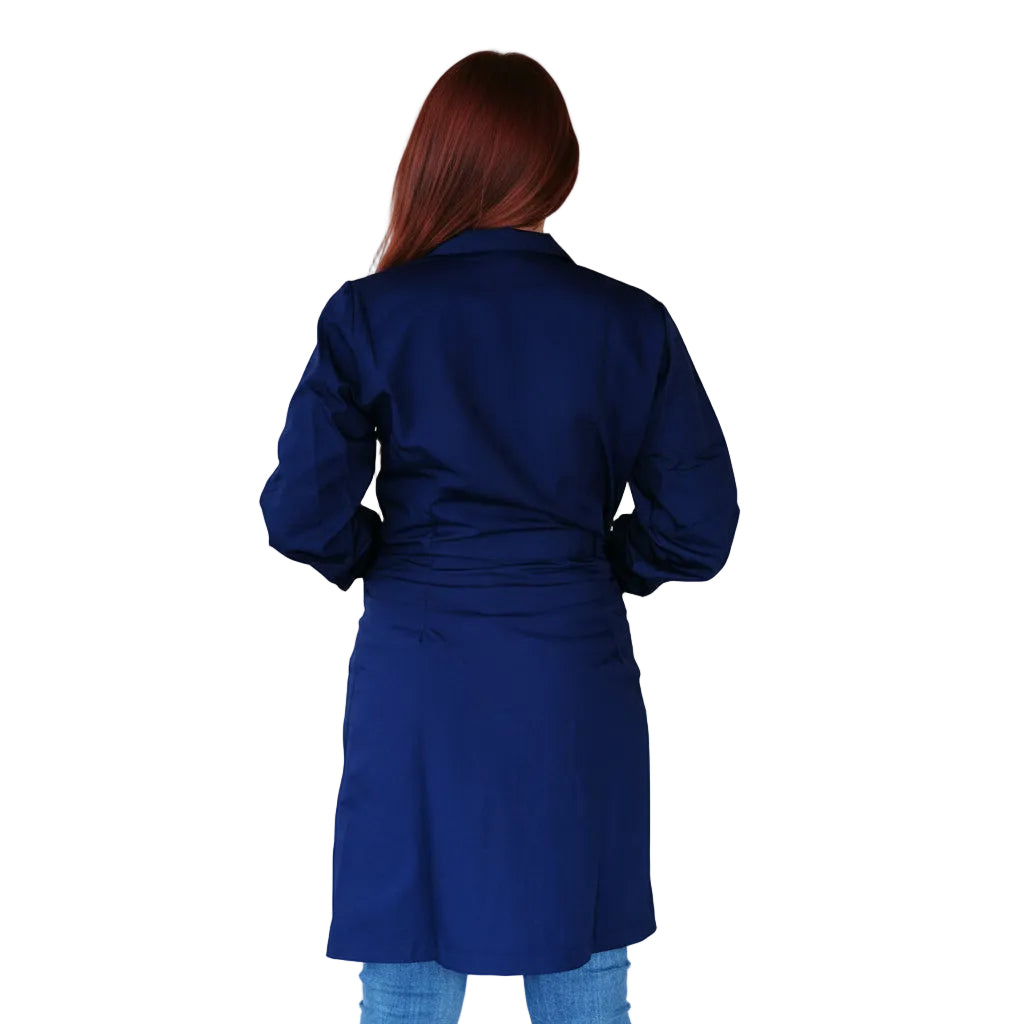 Camice da Lavoro Donna Blu Scuro Misto Cotone No-Stiro Manica Lunga - Cod 200522
