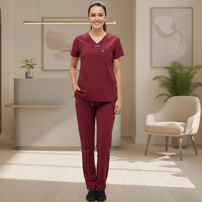 Divisa da Lavoro Donna Elasticizzata Bordeaux | Cod. b9141