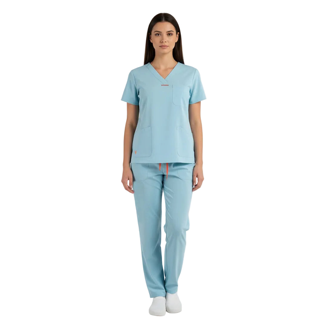 Divisa Sanitaria Donna Elasticizzata Verde Acqua – Cod. B9144