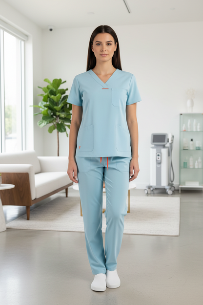 Divisa Sanitaria Donna Elasticizzata Verde Acqua – Cod. B9144