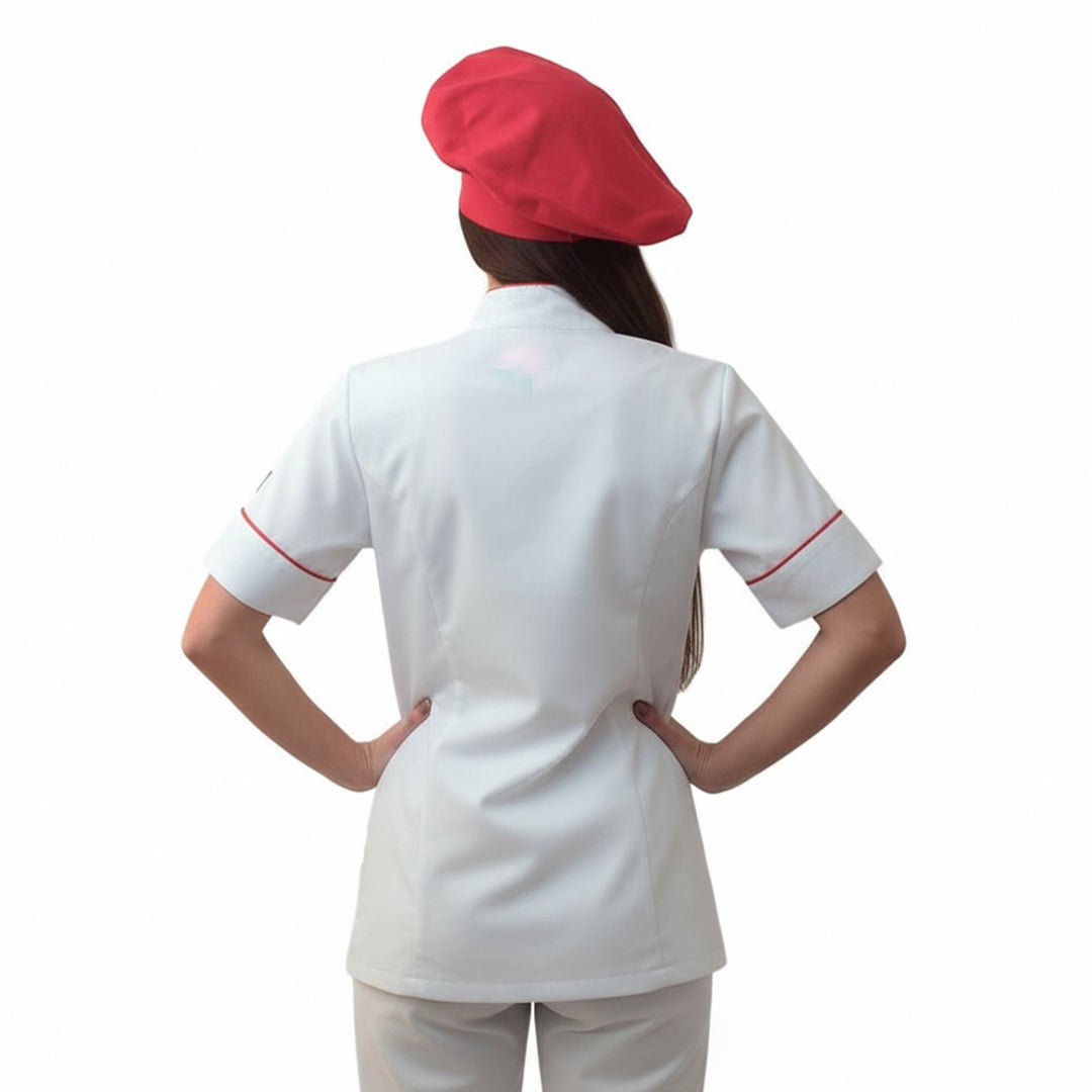 Giacca Chef Donna Sciancrata - Abbottonatura Laterale, Polycotton | Bianco | Cod. 2222