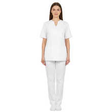 Lade das Bild in den Galerie-Viewer, Divisa Sanitaria Donna Scollo Cuore Bianco – 100% Cotone Piquet | cod 83852
