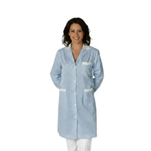 Lade das Bild in den Galerie-Viewer, camice da lavoro donna,lungo quadretto azzurro ML cod: 200524
