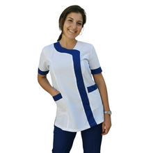 Lade das Bild in den Galerie-Viewer, Camice da lavoro,casacca donna Modello beauty Bianco inserto blu Cod: 290721
