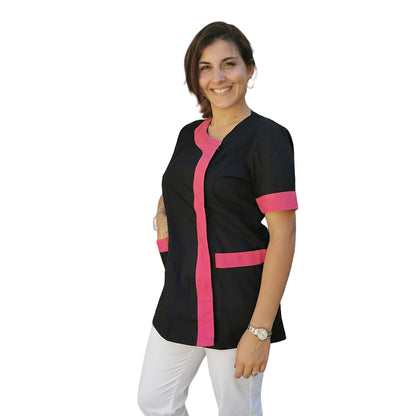 Casacca da Lavoro Donna Modello Beauty – Nero con Inserto Fuchsia | Cod. 290720