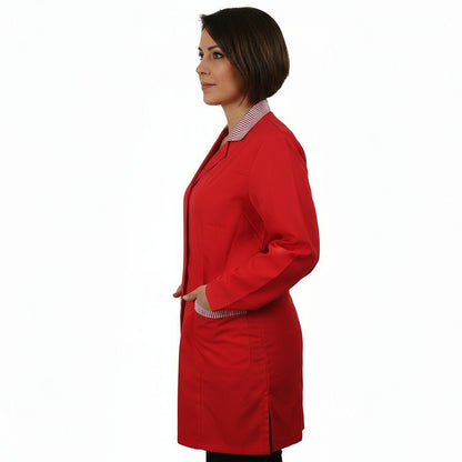 Casacca da Lavoro Donna Rossa con Profilo – Manica Lunga | Cod. 7562