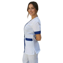 Lade das Bild in den Galerie-Viewer, Camice da lavoro,casacca donna Modello beauty Bianco inserto blu Cod: 290721
