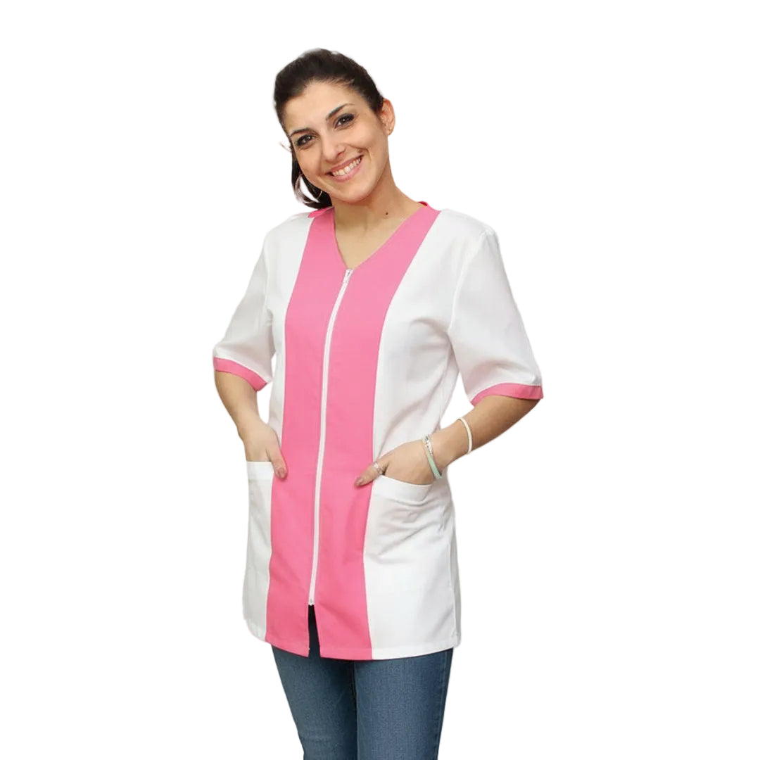 Camice da lavoro,casacca zip bicolore MM "fuchsia" Cod: 2506